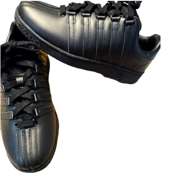 K-Swiss Women’s Black Sneakers Size 7 | Classic Leather Lace-Up Shoes NWOB - Picture 2 of 6